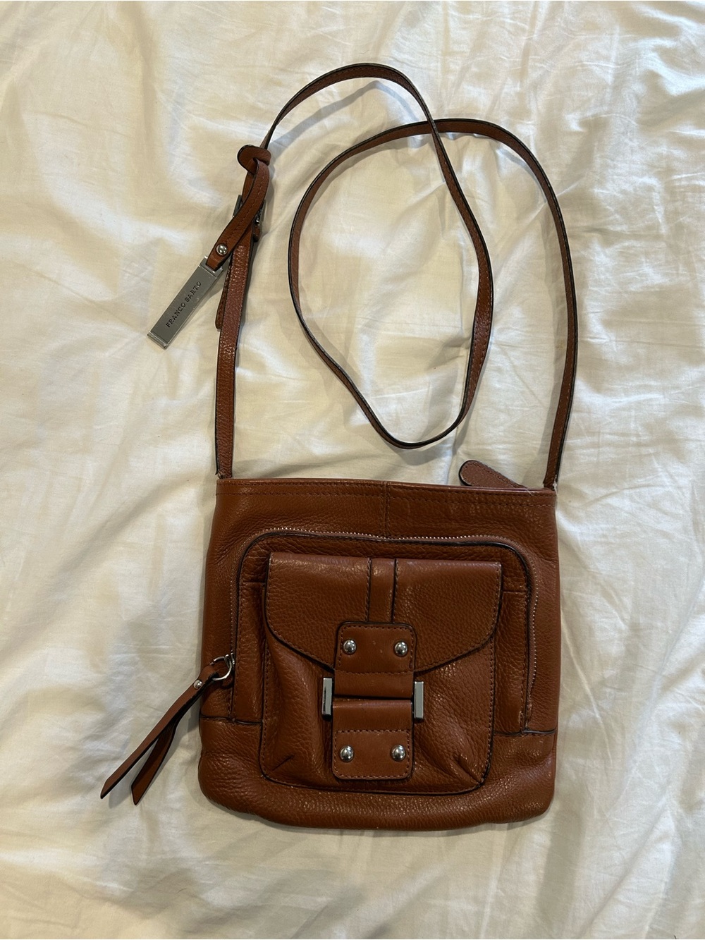 Franco Sarto Brown Leather Messenger Crossbody